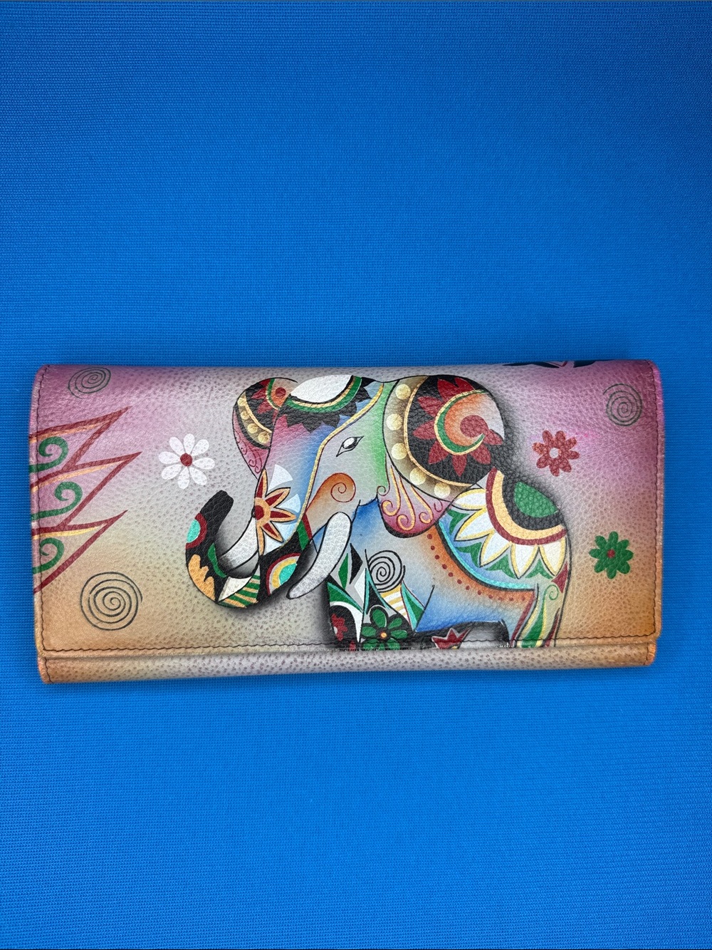 ABSOLUTELY GORGEOUS ANNA ANUSCHKA ELEPHANT / ELEPHANTS GENUINE LEATHER WALLET